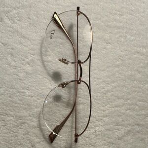 Dior Gold Rimless Glasses with Clear Lenses